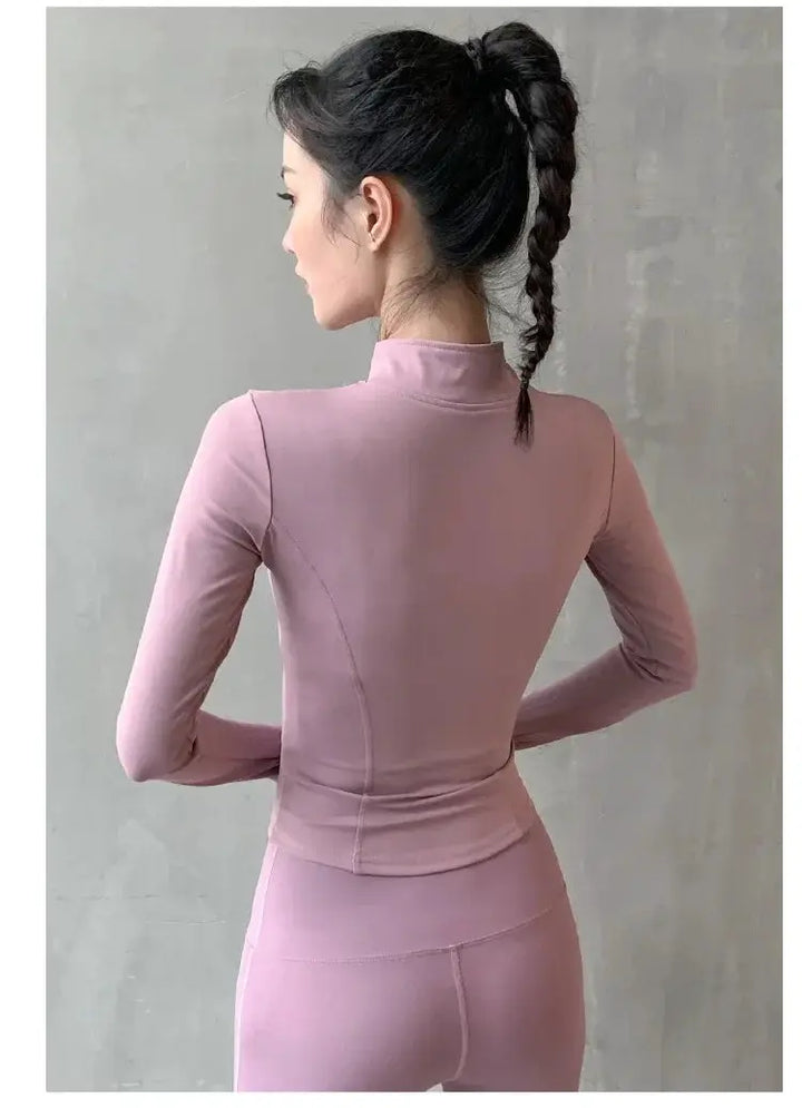 Women Long Sleeve Zip Sports Jacket For Fitness And Yoga