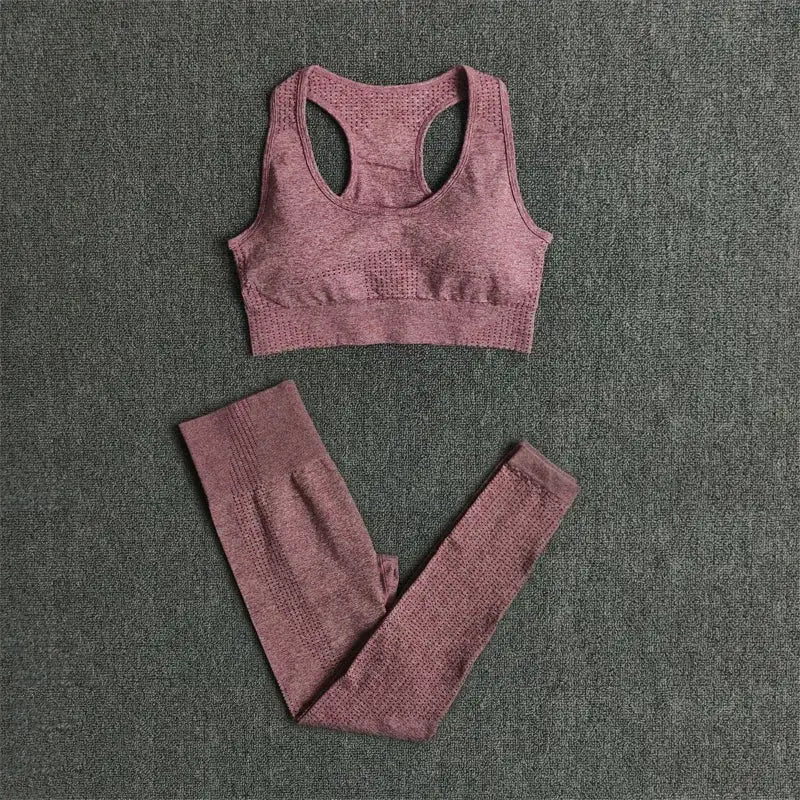 2/3/5PCS Seamless Women Yoga Set Workout Sportswear Gym Clothing Fitness Long Sleeve Crop Top High Waist Leggings Sports Suits