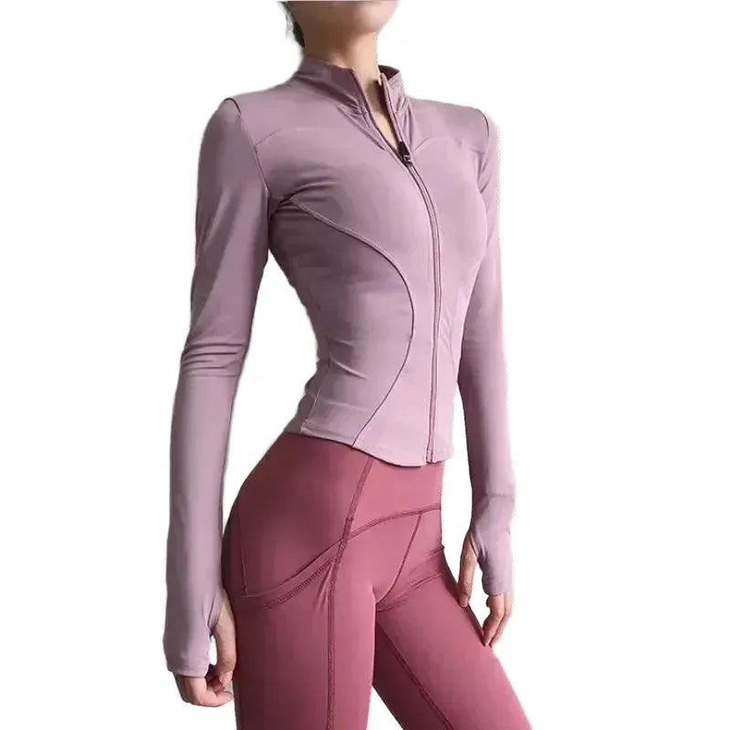 Women Long Sleeve Zip Sports Jacket For Fitness And Yoga