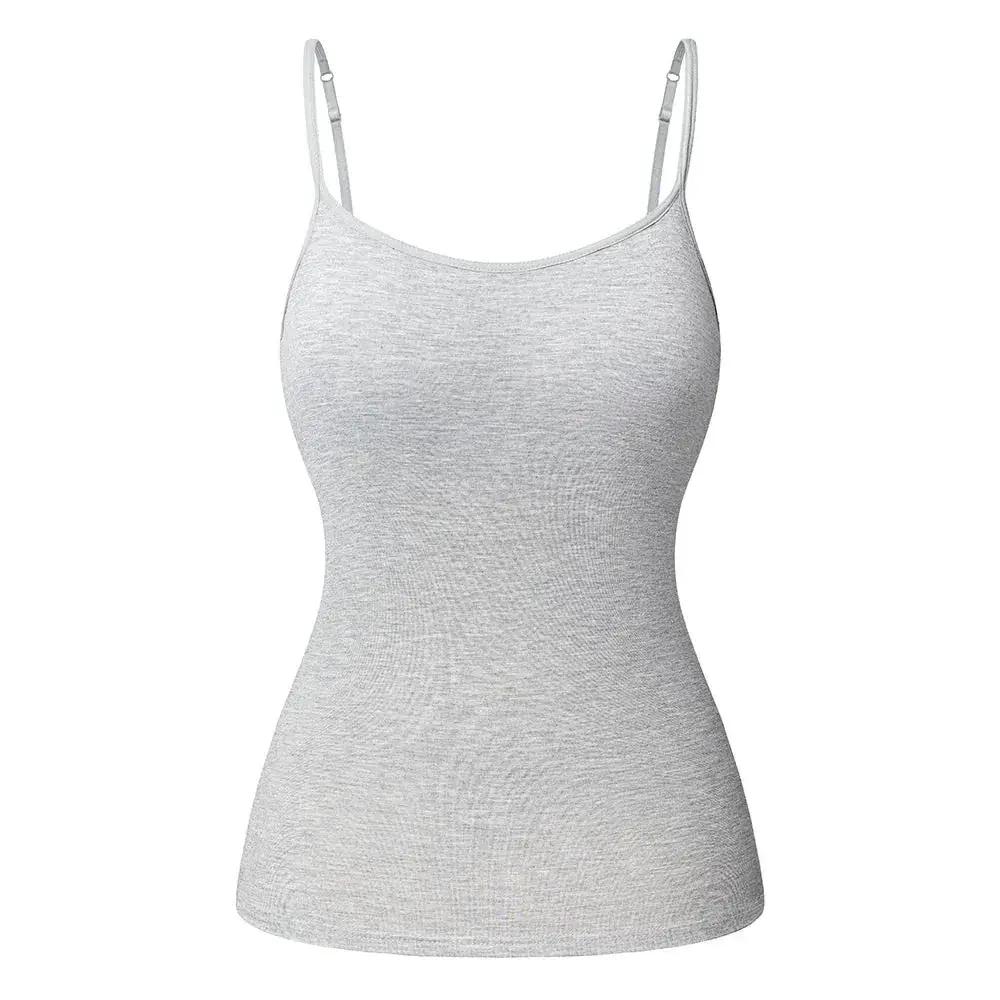 Adjustable Cotton Cami With Shelf Bra Womens Tank Top