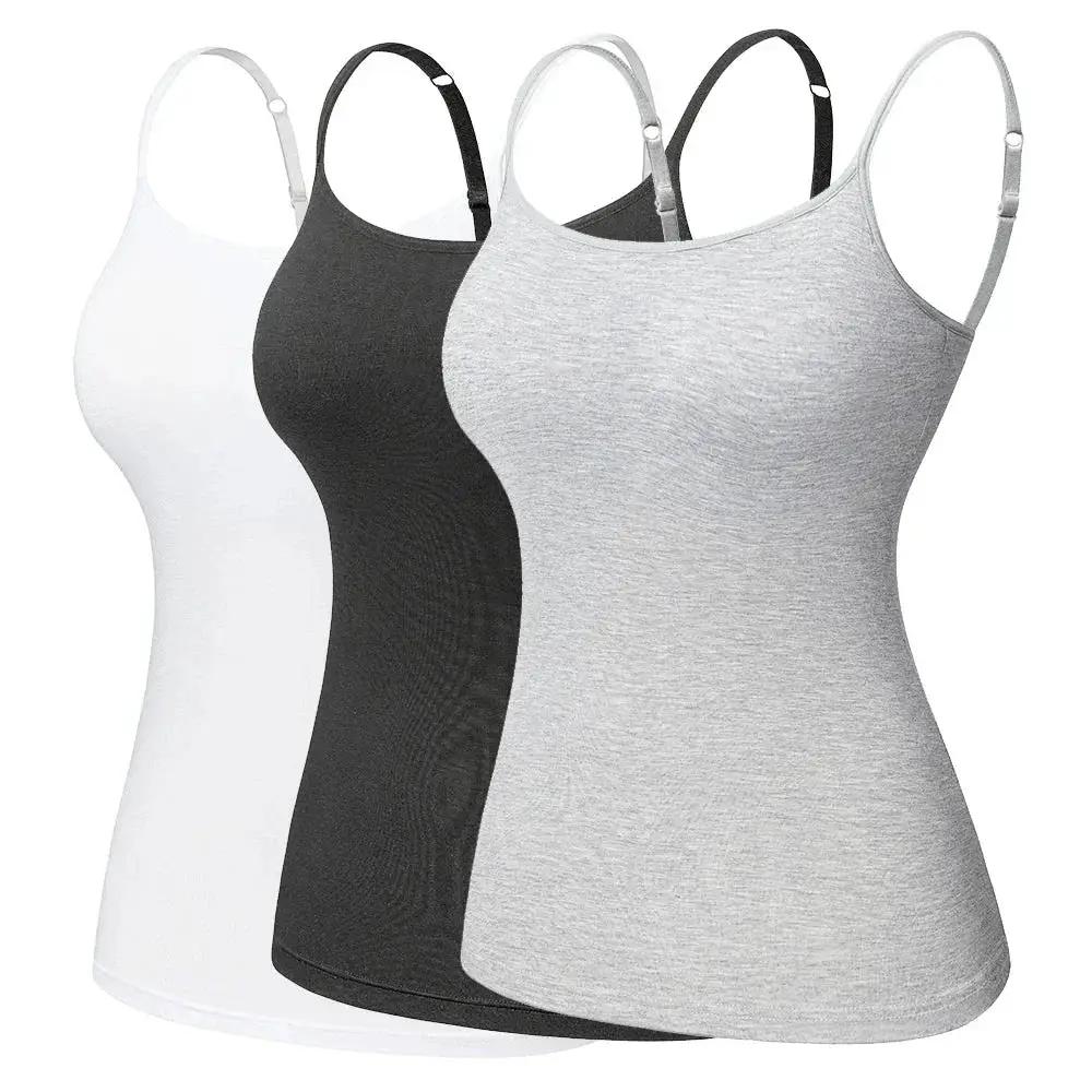 Adjustable Cotton Cami With Shelf Bra Womens Tank Top