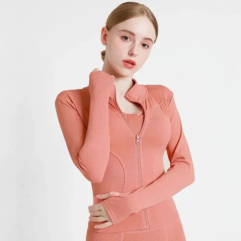 Women Long Sleeve Zip Sports Jacket For Fitness And Yoga