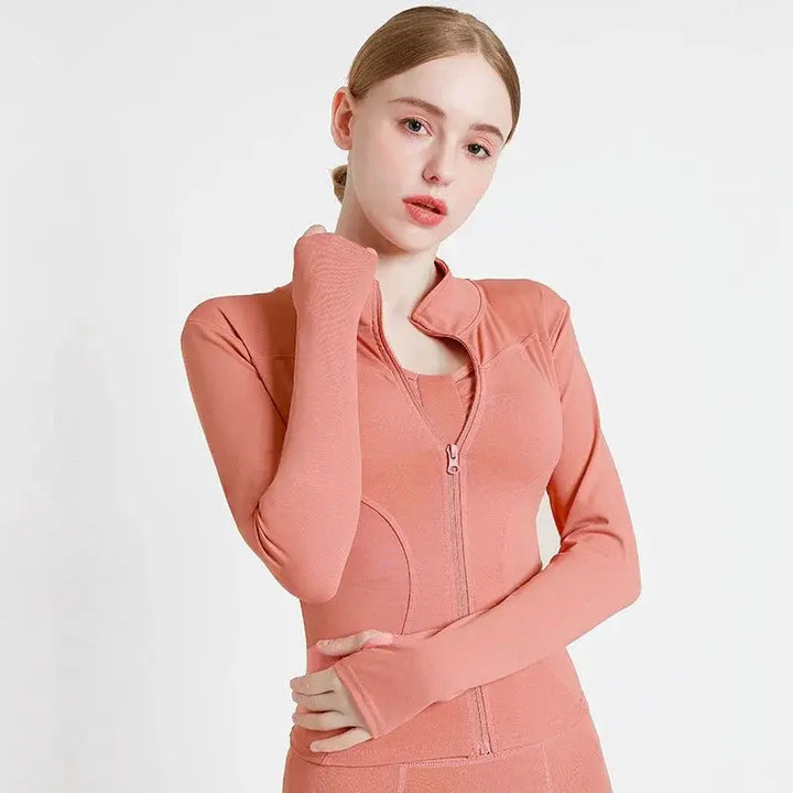 Women Long Sleeve Zip Sports Jacket For Fitness And Yoga