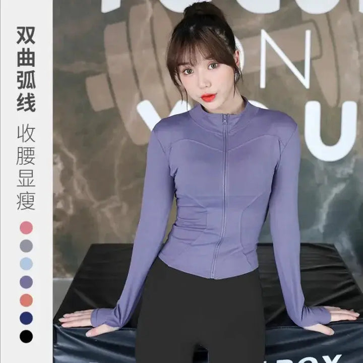 Women Long Sleeve Zip Sports Jacket For Fitness And Yoga