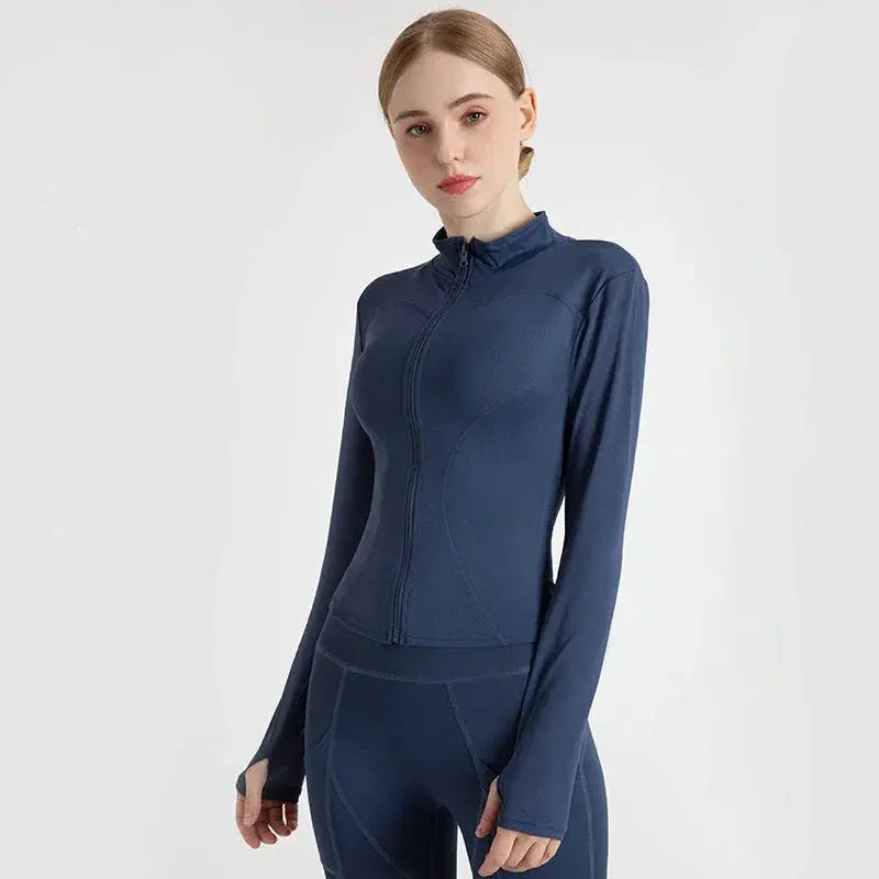 Women Long Sleeve Zip Sports Jacket For Fitness And Yoga