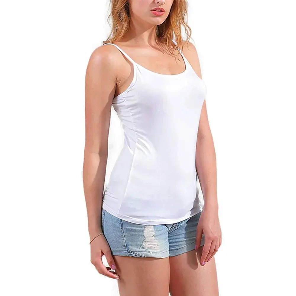 Adjustable Cotton Cami With Shelf Bra Womens Tank Top