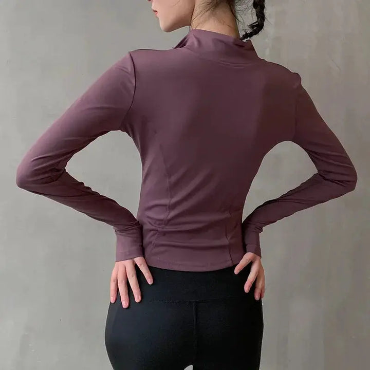 Women Long Sleeve Zip Sports Jacket For Fitness And Yoga