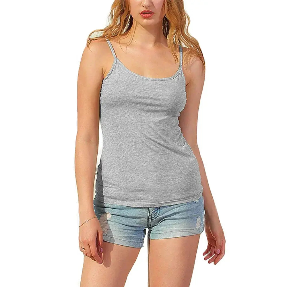 Adjustable Cotton Cami With Shelf Bra Womens Tank Top