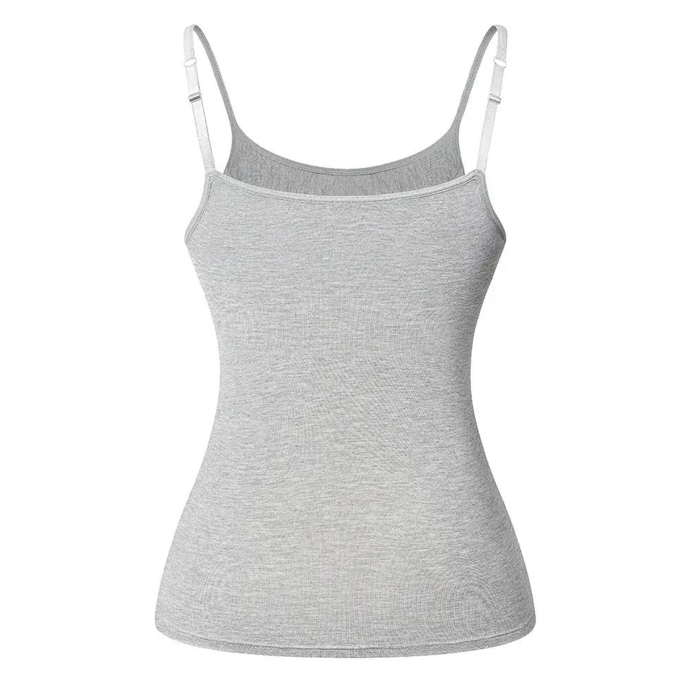Adjustable Cotton Cami With Shelf Bra Womens Tank Top