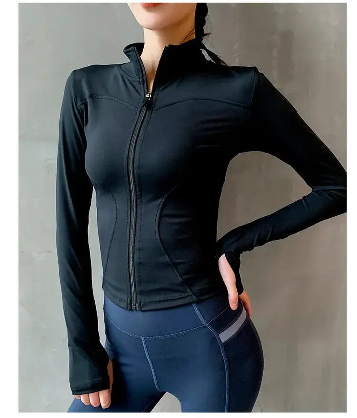 Women Long Sleeve Zip Sports Jacket For Fitness And Yoga