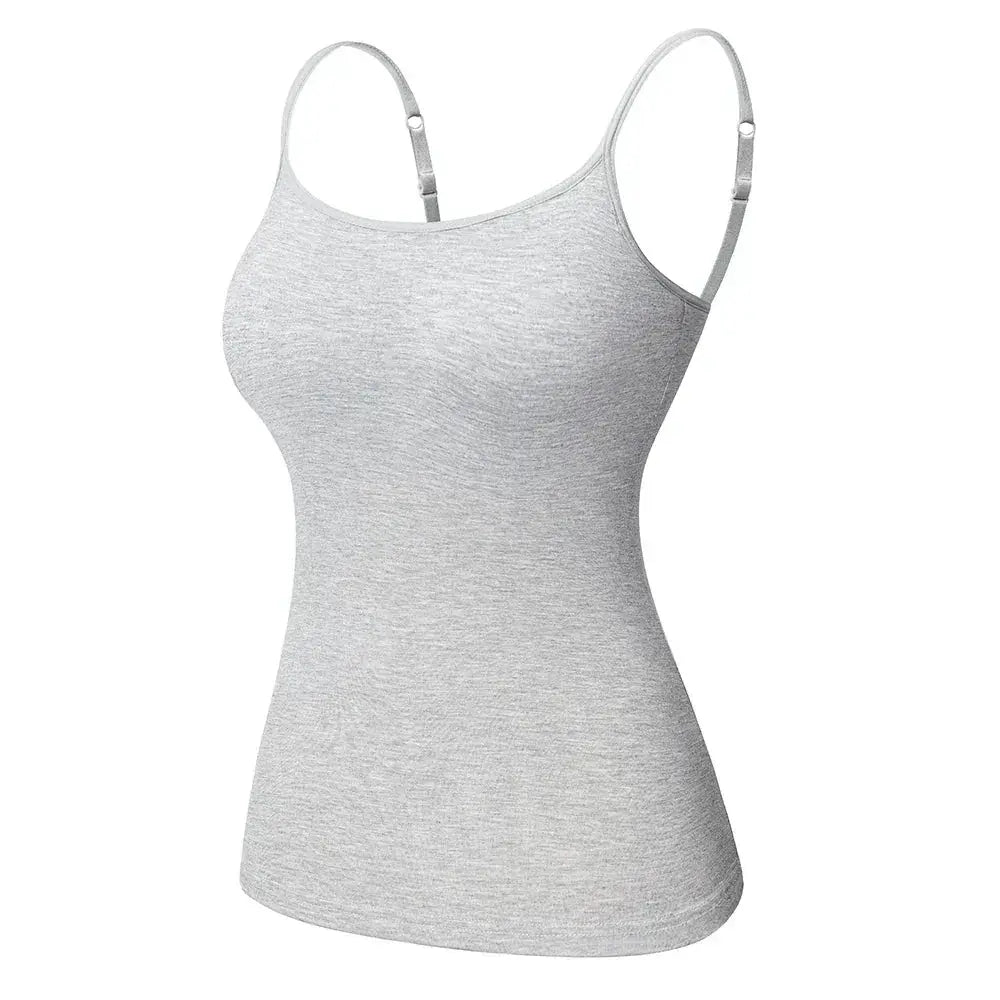 Adjustable Cotton Cami With Shelf Bra Womens Tank Top