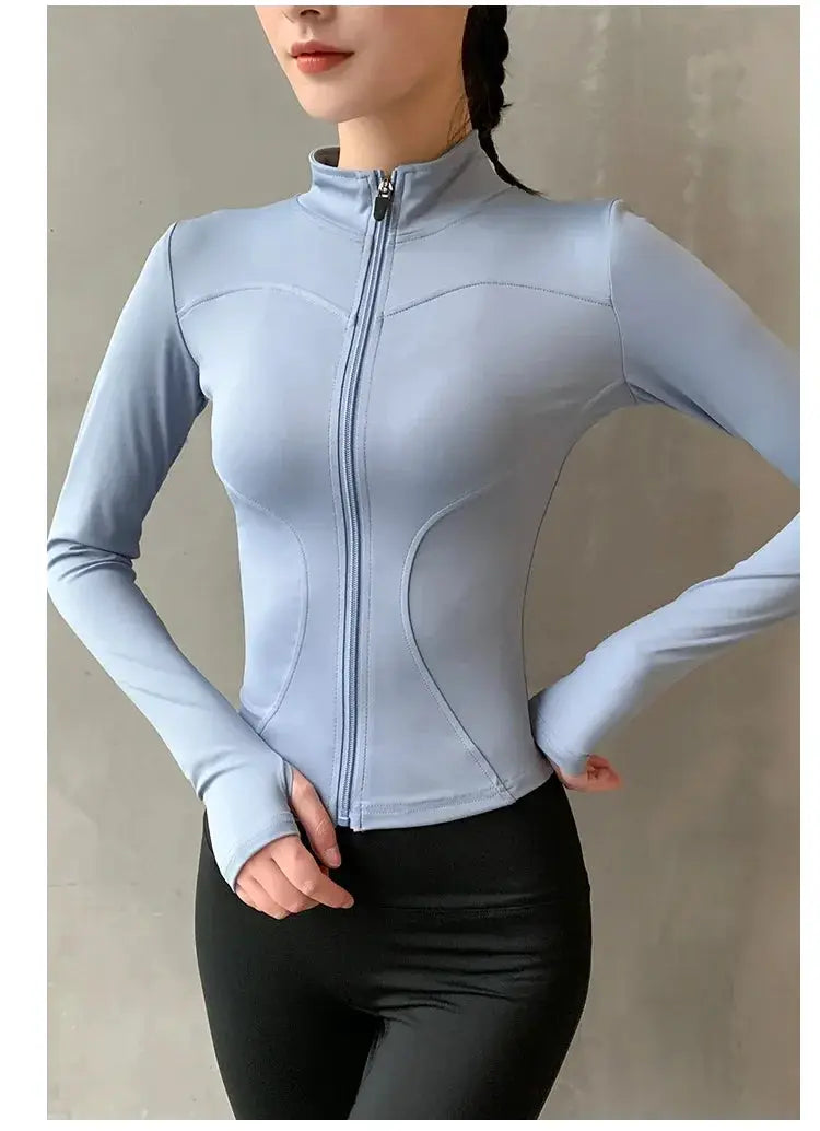 Women Long Sleeve Zip Sports Jacket For Fitness And Yoga