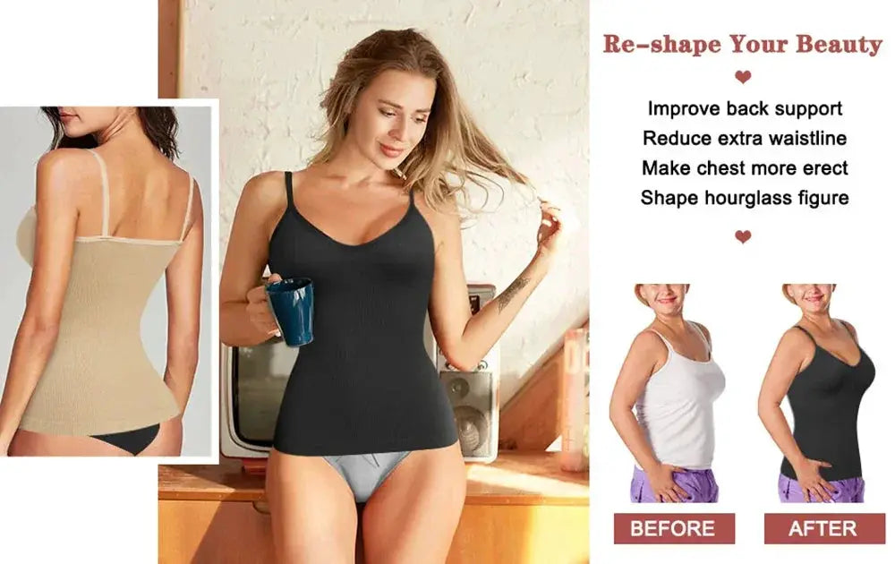 Adjustable Cotton Cami With Shelf Bra Womens Tank Top