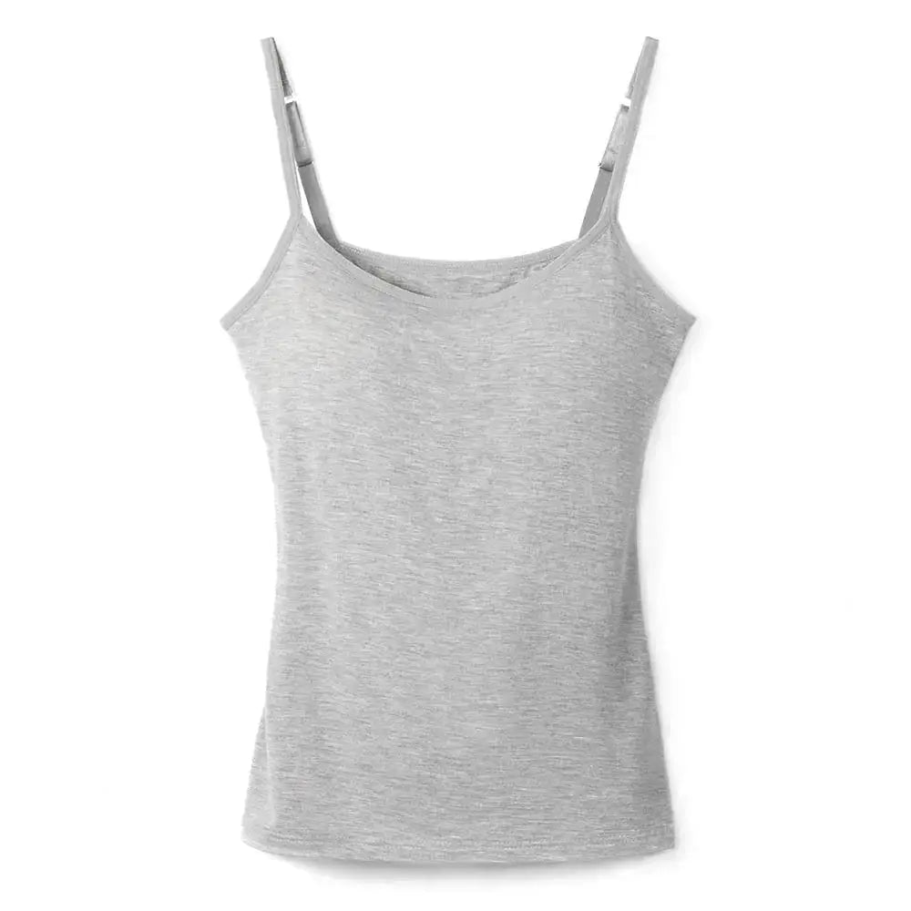 Adjustable Cotton Cami With Shelf Bra Womens Tank Top