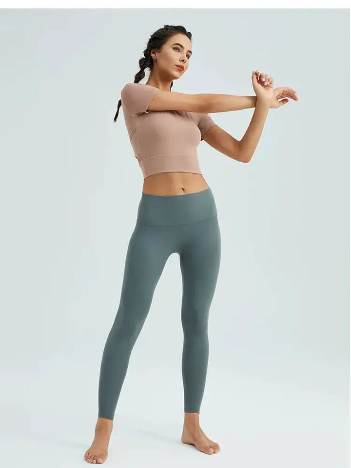 Jiao Ma Yoga Pants High Waist Algin Fabric Hip Raise