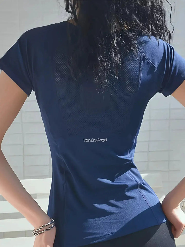 Summer Breathable Women Sports T Shirt Back Fitness Wear