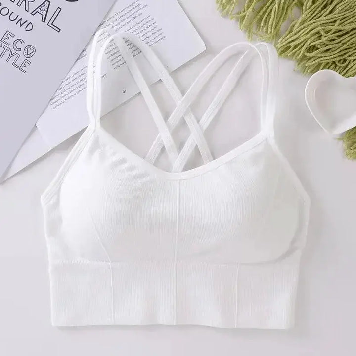 Sleek Womens Back Cross Strap Tank Top With Push Up Support