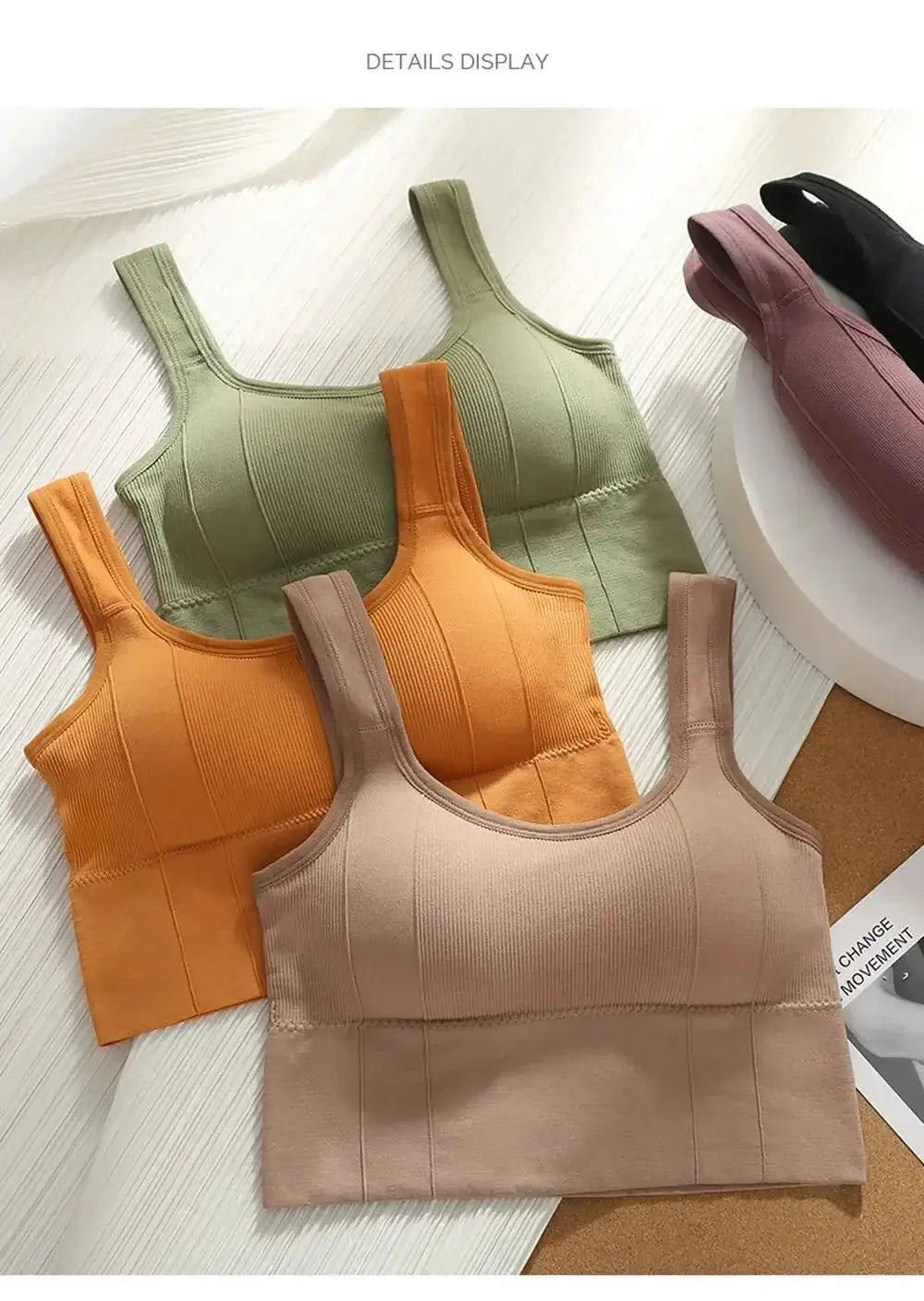 Seamless Crop Tops for Women with Built In Bra Support