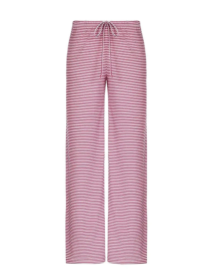 Stripe Drawstring Elastic Low Waist Baggy Sweatpants Women