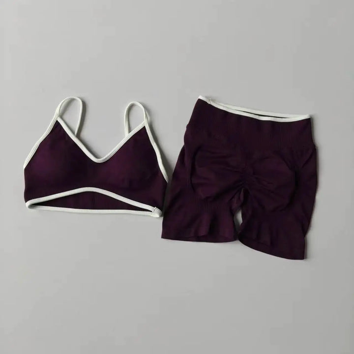 Yoga Suit Seamless Crop Top Tight Sports Bras and High Waist Shorts Pant Outside Wear Running Exercise Fitness Gym Yoga Set