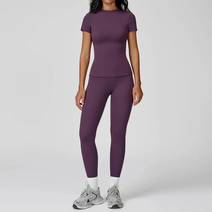 Women Yoga Set 2PCS Workout Set Sportswear Gym Clothing Fitness Long Sleeve High Waist Leggings Cycling Shorts Sports Suits