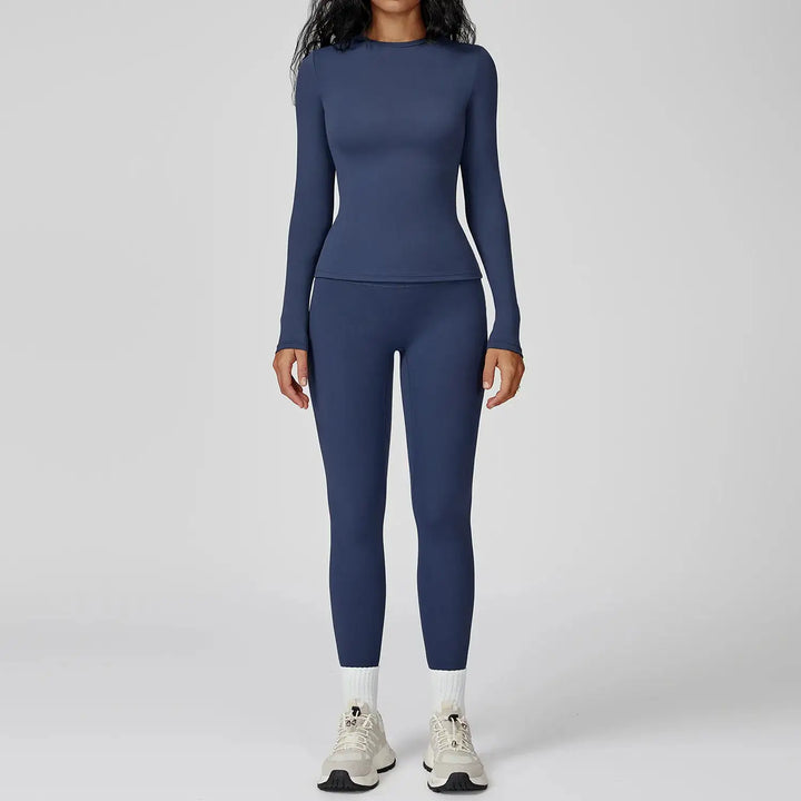 Yoga Set 2PCS Sportswear Sports Suits Women Tracksuits Gym Clothes Workout Legging Fitness Bra Crop Top Long Sleeve Sports Suit