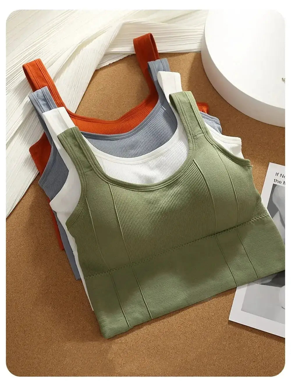 Seamless Crop Tops for Women with Built In Bra Support