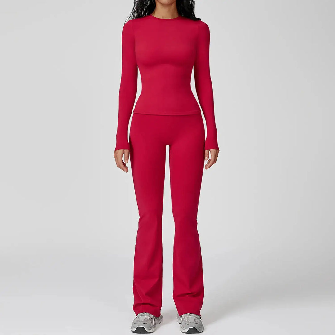 Yoga Set 2PCS Sportswear Sports Suits Women Tracksuits Gym Clothes Workout Legging Fitness Bra Crop Top Long Sleeve Sports Suit