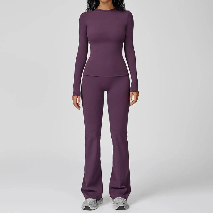 Yoga Set 2PCS Sportswear Sports Suits Women Tracksuits Gym Clothes Workout Legging Fitness Bra Crop Top Long Sleeve Sports Suit