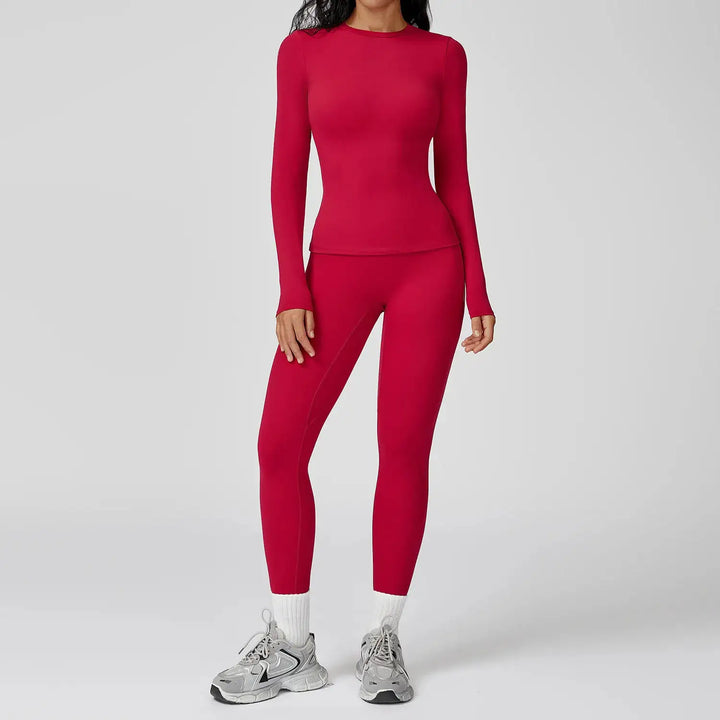 Yoga Set 2PCS Sportswear Sports Suits Women Tracksuits Gym Clothes Workout Legging Fitness Bra Crop Top Long Sleeve Sports Suit