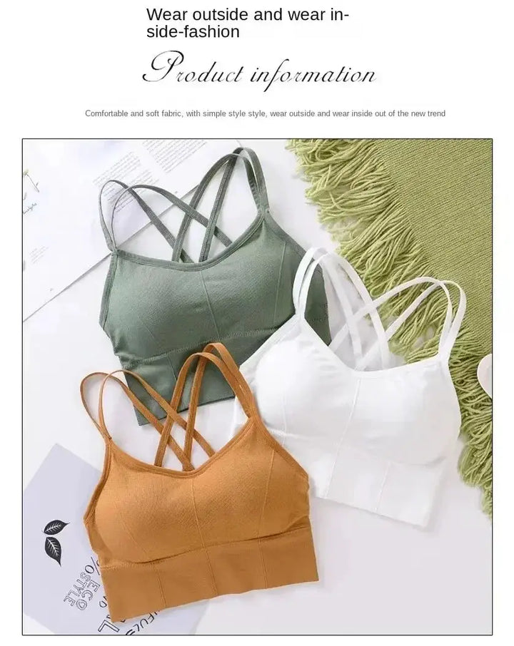 Sleek Womens Back Cross Strap Tank Top With Push Up Support