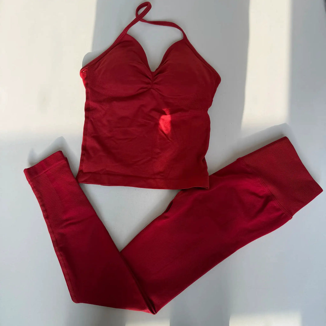 Yoga Set Women Halter Back Fitness - High Waist