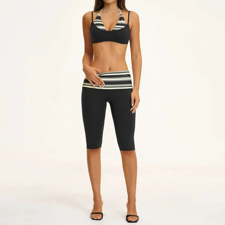 2PCS Stripes Fitness Suit Women&