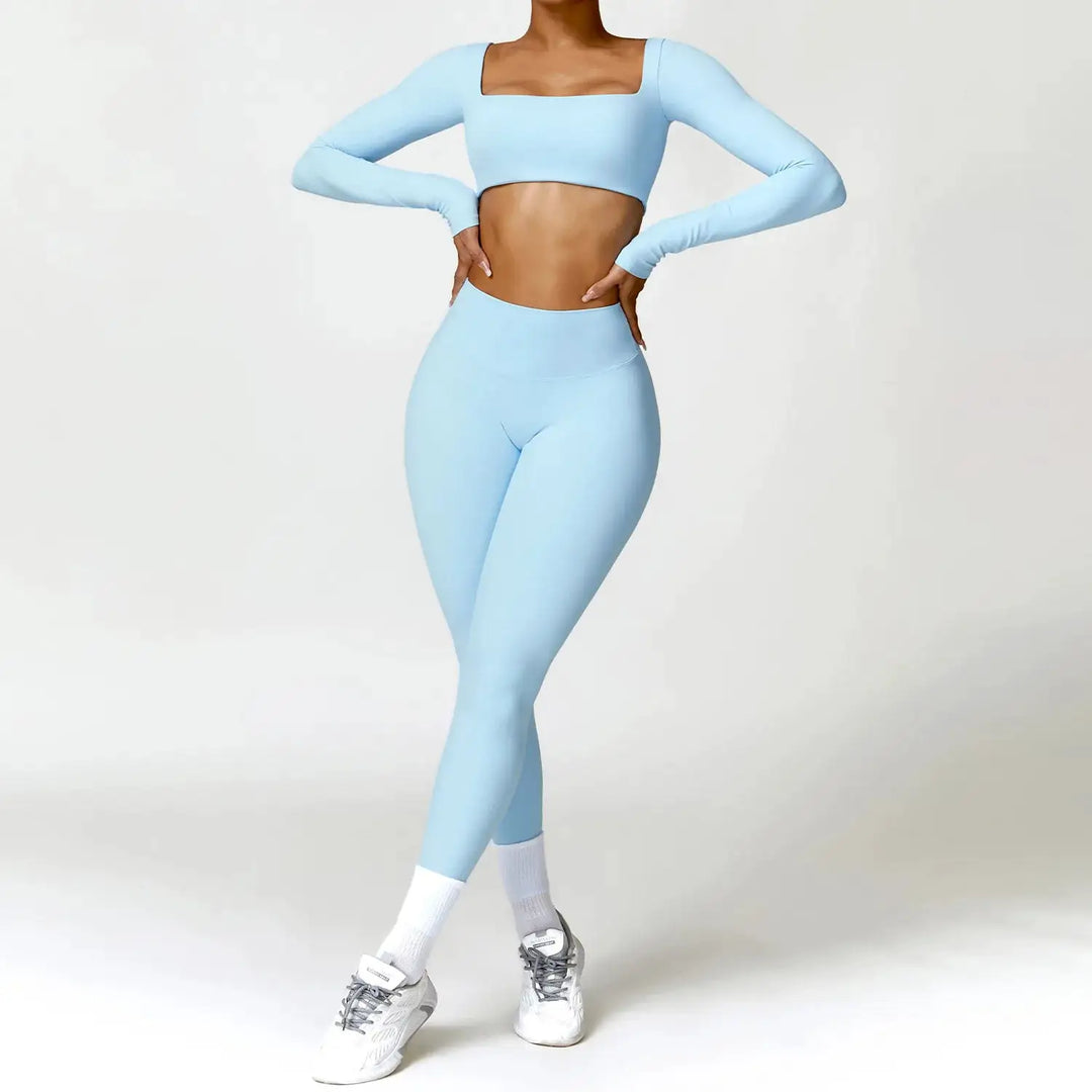 Summer 2PCS Yoga Suit Sports Set Women Quick-Dry Gym Set Women Tracksuit Running Workout Long Sleeve Sports Shirt Yoga Clothing