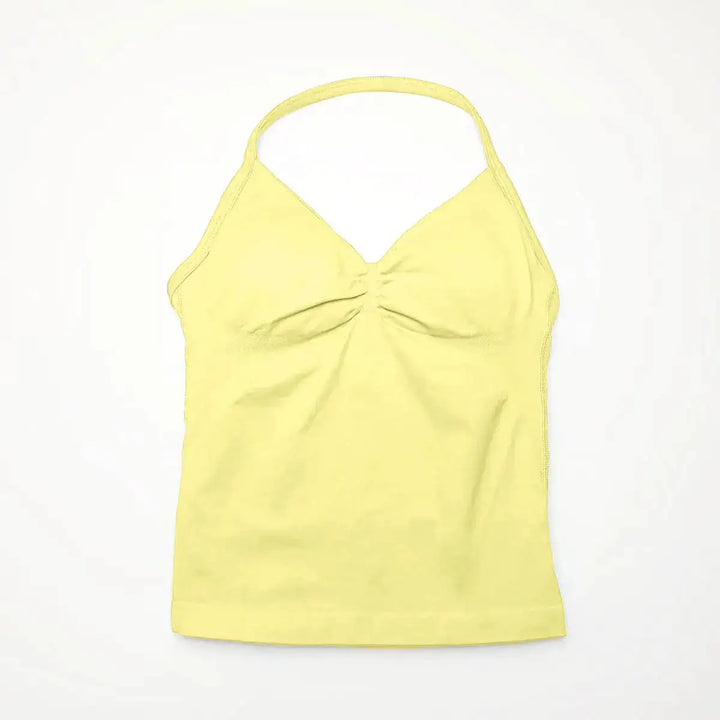 NCLAGEN Gym Longline Strappy Top Women Seamless Yoga Tank With Removable Pads V Neck Workout Clothes Sports Running Fitness Vest