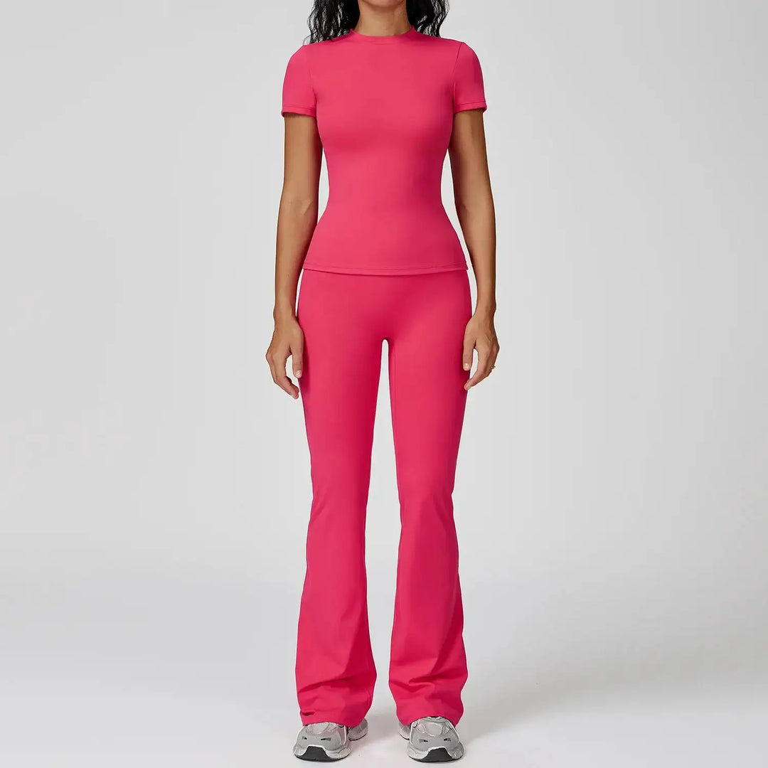 Women Yoga Set 2PCS Workout Set Sportswear Gym Clothing Fitness Long Sleeve High Waist Leggings Cycling Shorts Sports Suits