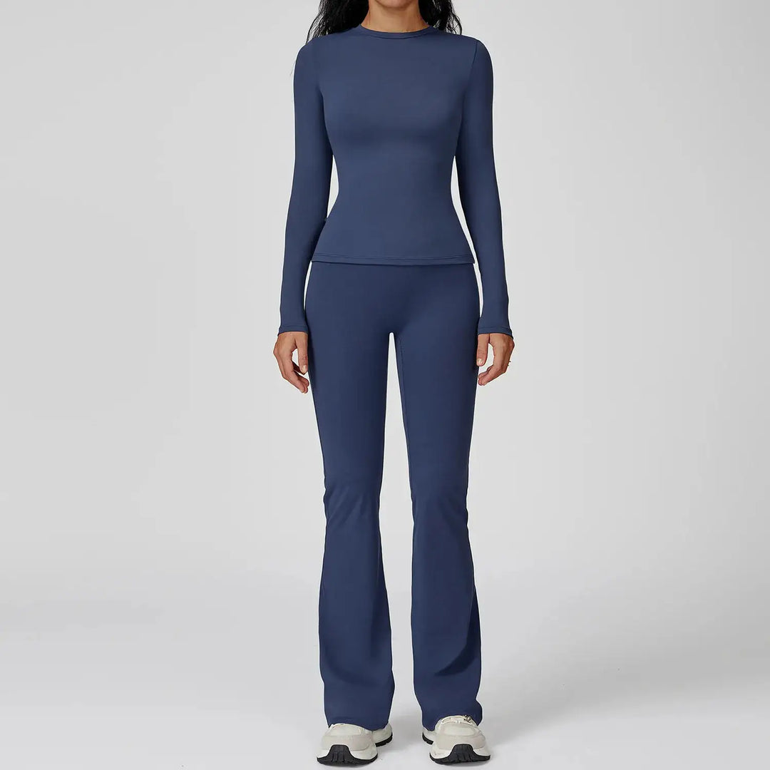 Yoga Set 2PCS Sportswear Sports Suits Women Tracksuits Gym Clothes Workout Legging Fitness Bra Crop Top Long Sleeve Sports Suit