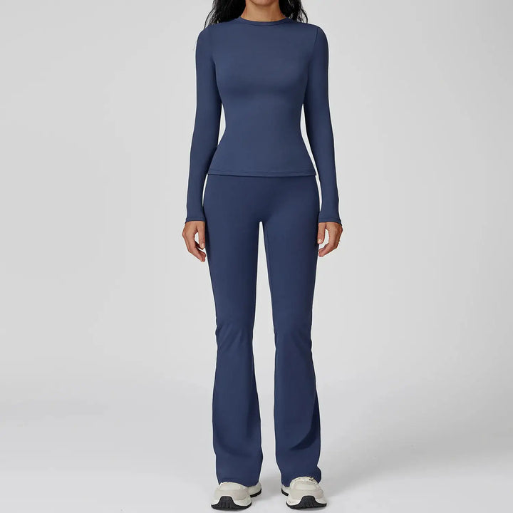 Yoga Set 2PCS Sportswear Sports Suits Women Tracksuits Gym Clothes Workout Legging Fitness Bra Crop Top Long Sleeve Sports Suit
