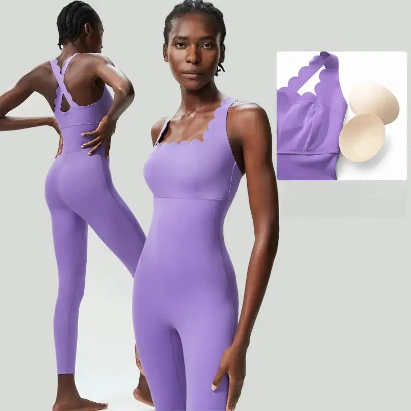FUBEIKE Small Wave Beauty Back Yoga Fitness One-Piece Women&