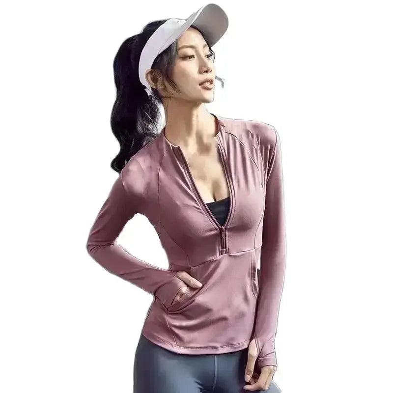 Women Long Sleeve Zip Sports Jacket For Fitness And Yoga