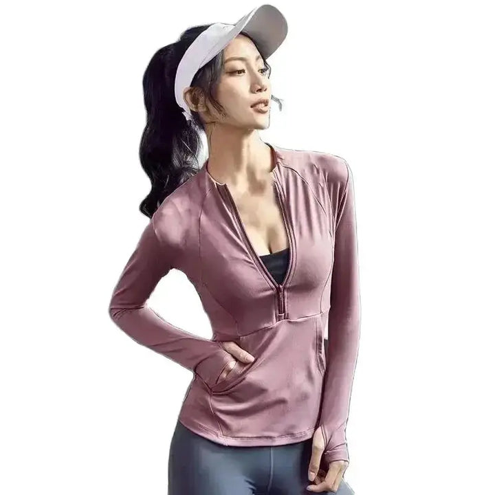Women Long Sleeve Zip Sports Jacket For Fitness And Yoga
