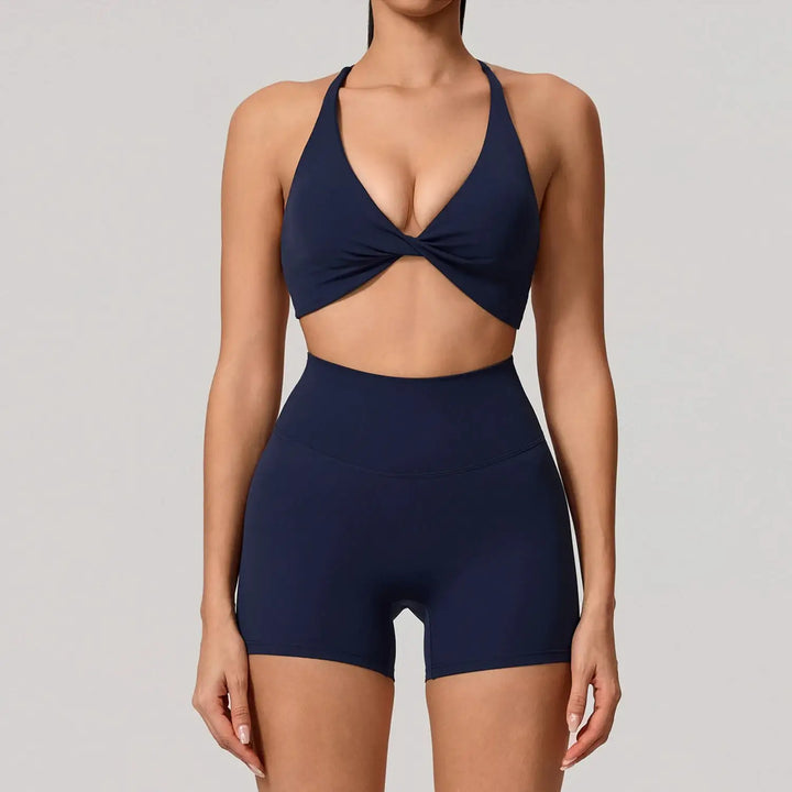 Hearuisavy Summer Yoga Set 2Pcs Women Gym Sportswear Breathable Cross Sports Bra Workout Top High Waist Push Up Fitness Leggings
