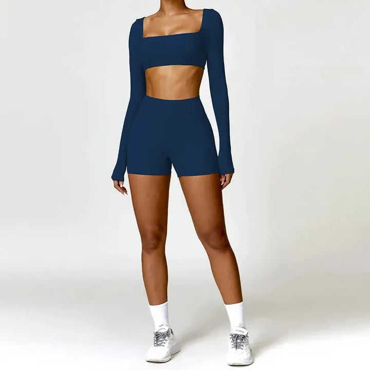 Summer 2PCS Yoga Suit Sports Set Women Quick-Dry Gym Set Women Tracksuit Running Workout Long Sleeve Sports Shirt Yoga Clothing