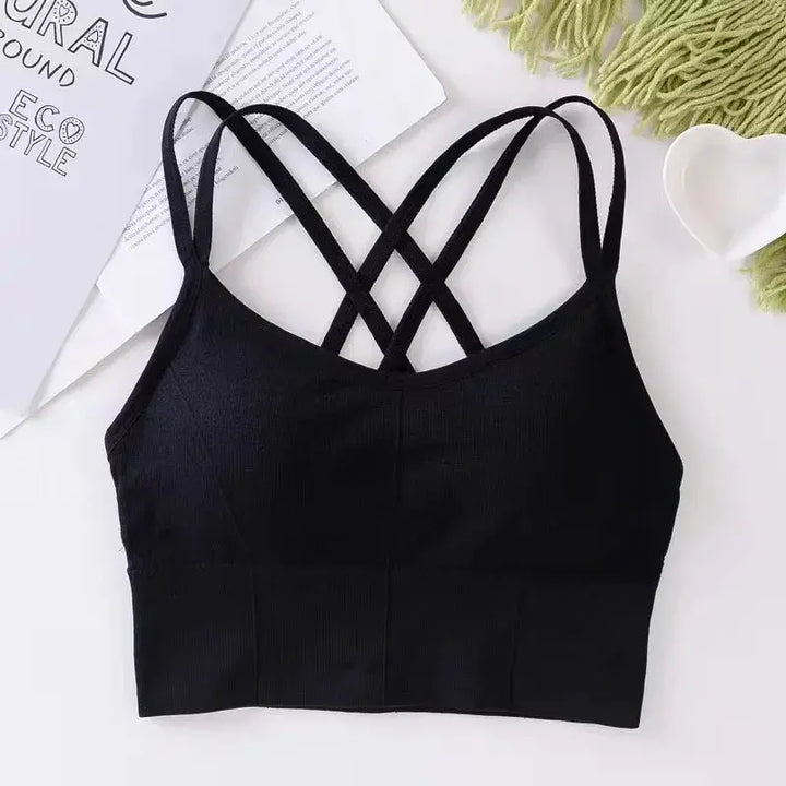 Sleek Womens Back Cross Strap Tank Top With Push Up Support