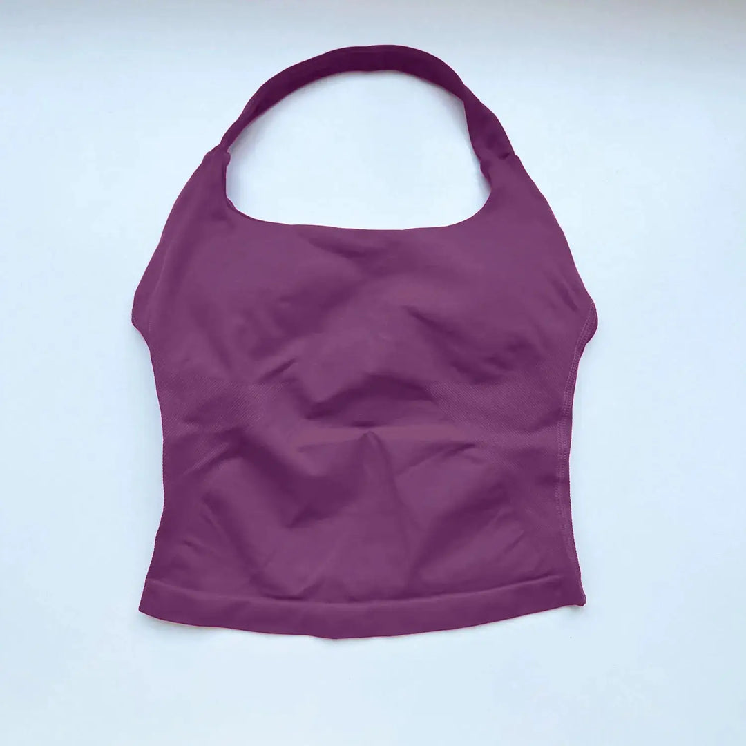 NCLAGEN Gym Halter Top Woman Longline Strappy Tank Padded Yoga Clothing Fitness Workout Running Activewear Pilates Clothes