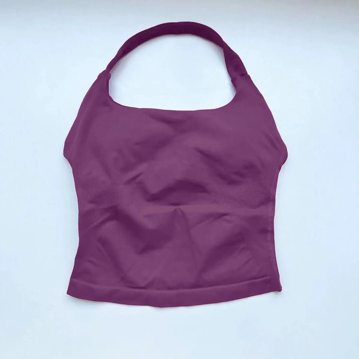 NCLAGEN Gym Halter Top Woman Longline Strappy Tank Padded Yoga Clothing Fitness Workout Running Activewear Pilates Clothes