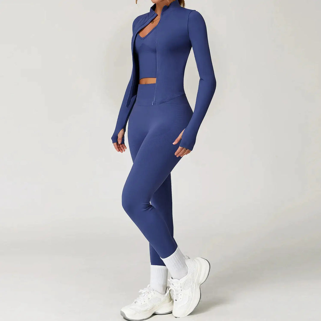 2/3/4PCS Yoga Set Gym Clothes Sportswear Seamless Yoga Suits For Women Fitness Long Sleeved Tracksuits Sports Bra Gym Leggings