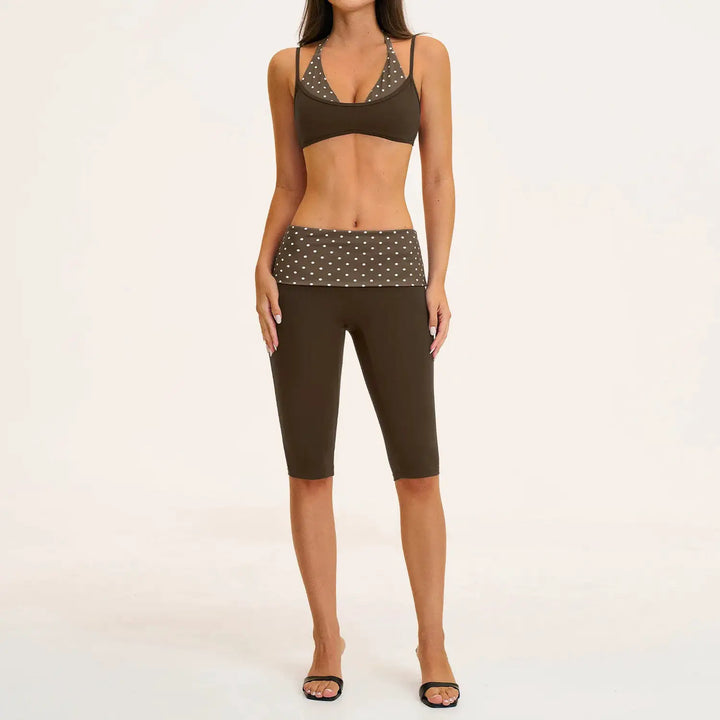 2PCS Stripes Fitness Suit Women&