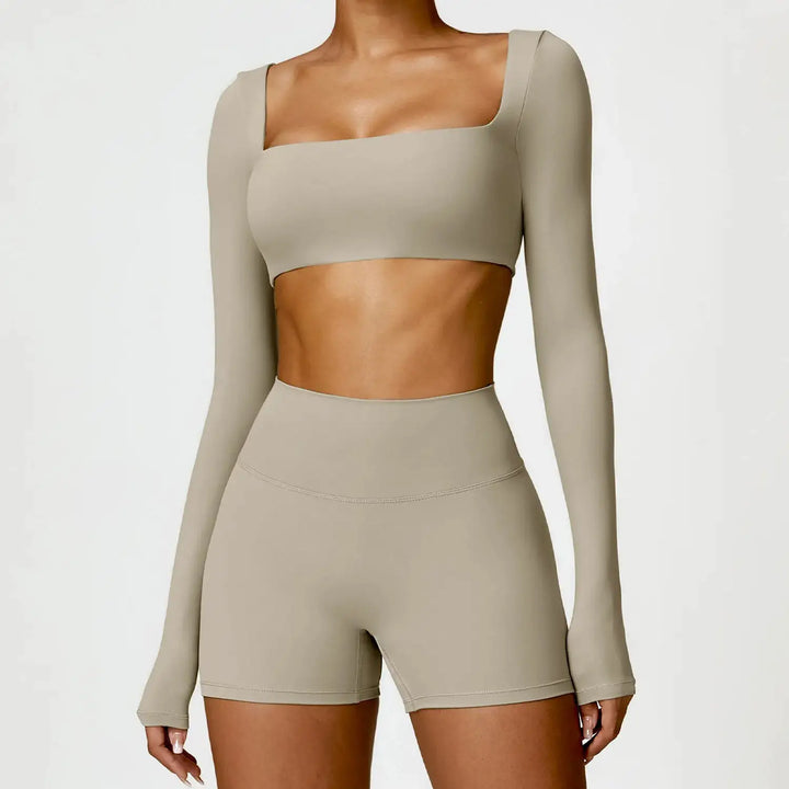 Summer 2PCS Yoga Suit Sports Set Women Quick-Dry Gym Set Women Tracksuit Running Workout Long Sleeve Sports Shirt Yoga Clothing