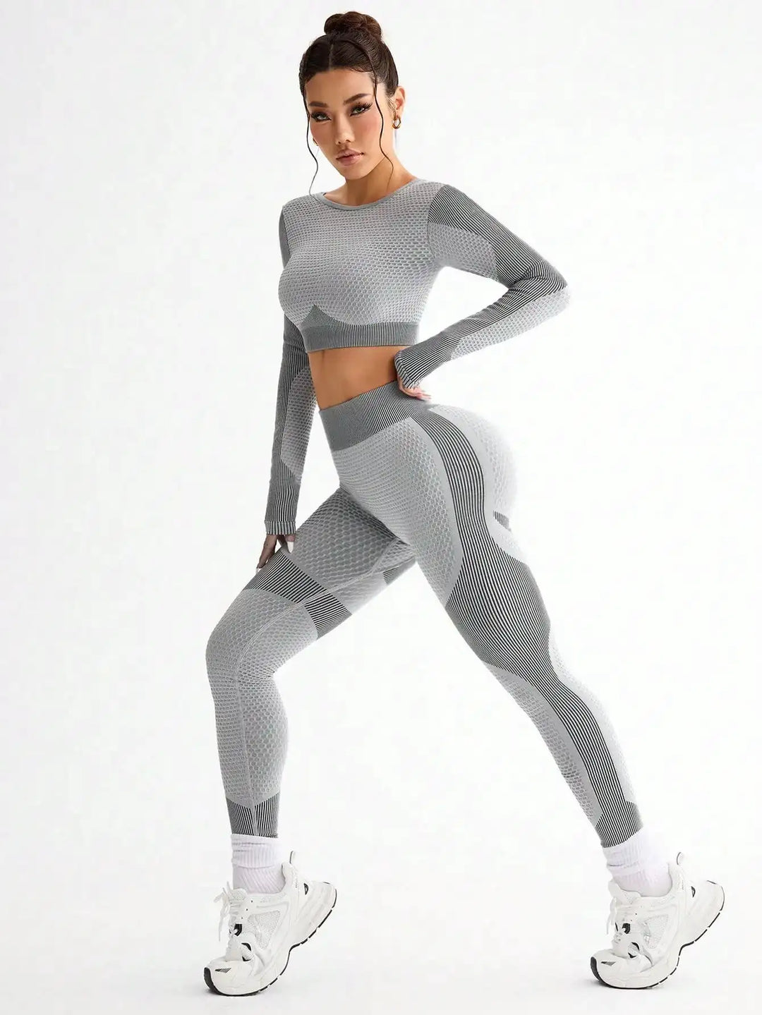 2pcs Hot-selling New Sports Tight Running Breathable Seamless Yoga Suit Women&